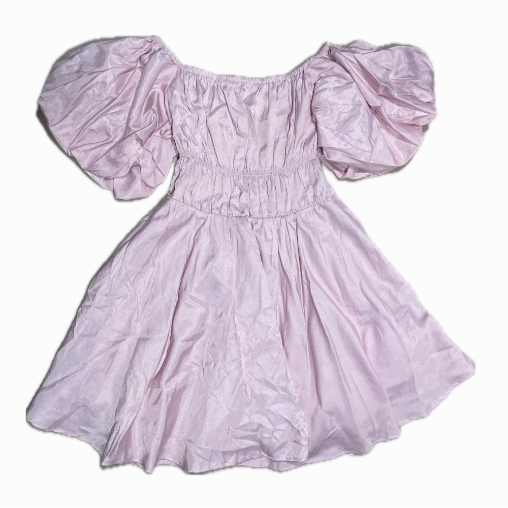 Pink Puff Sleeve Mini Dress